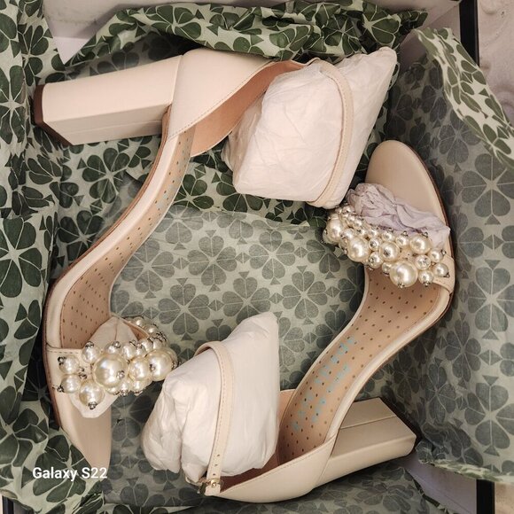 NIB Kate Spade Rosa Pearl Leather Heels. Size 9 - Picture 14 of 15